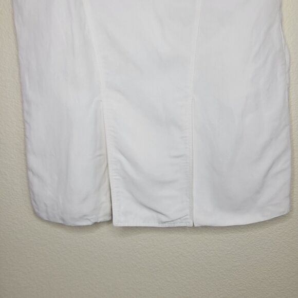 BURBERRY White 100% Linen Knee Length Skirt Size 42 Mesh Lined Made In Italy - Picture 5 of 16